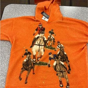 Ralph Lauren hooded 5 horseman orange sweater